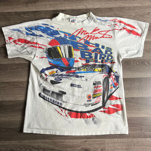 VTG Mark Martin NASCAR T Shirt‎ Mens L AOP This Bad Bird Flies Roush Racing 1997